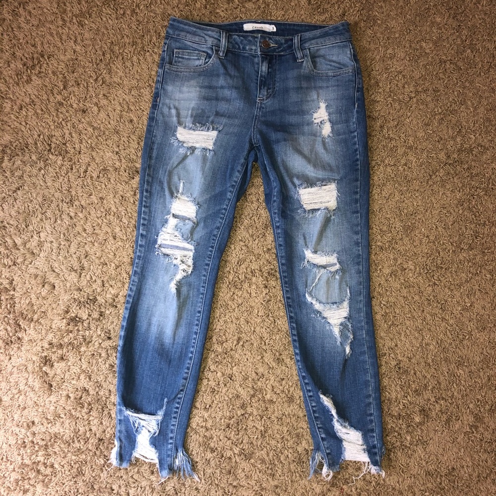 Cello cropped distressed jeans